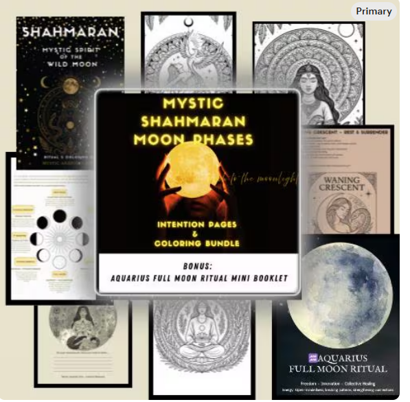 Mystic Shahmaran Moon Phases Kit β Full Moon Ritual Guide, Retrograde Journal & Coloring Pages | Instant Download