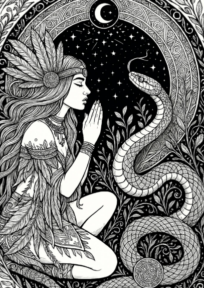 Mystic Shahmaran Moon Phases Kit – Full Moon Ritual Guide, Retrograde Journal & Coloring Pages | Instant Download