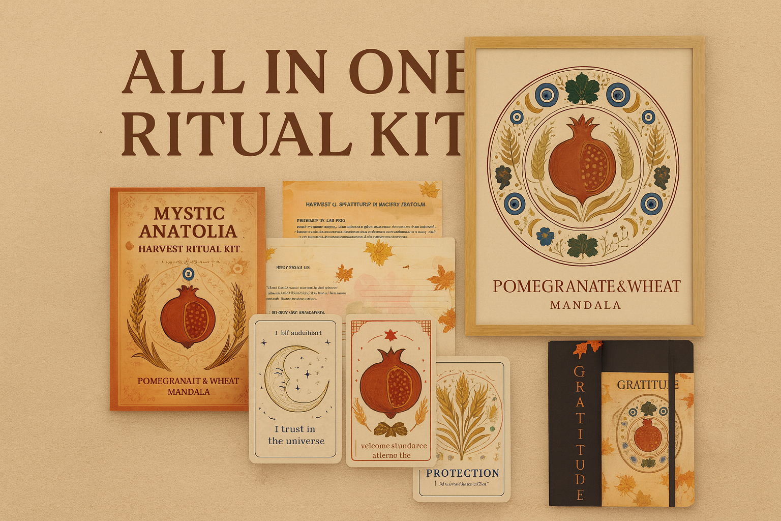 Mystic Anatolia Autumn Ritual Kit • Harvest Mandala Poster, Gratitude Journal, Intention Cards, Printable Ritual Guide