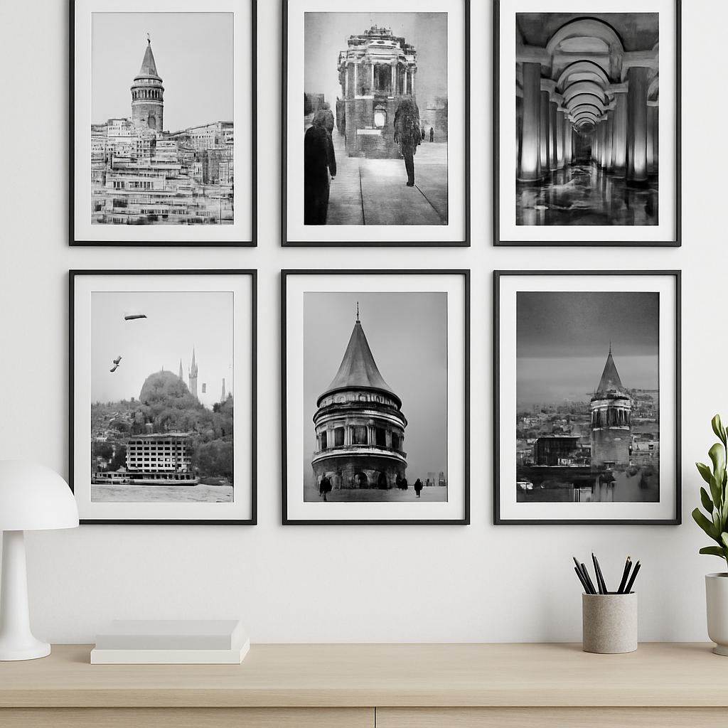 Black & White Istanbul Photography Set – 19 Minimalist City Posters | Digital Wall Art Prints A3 A4 A5