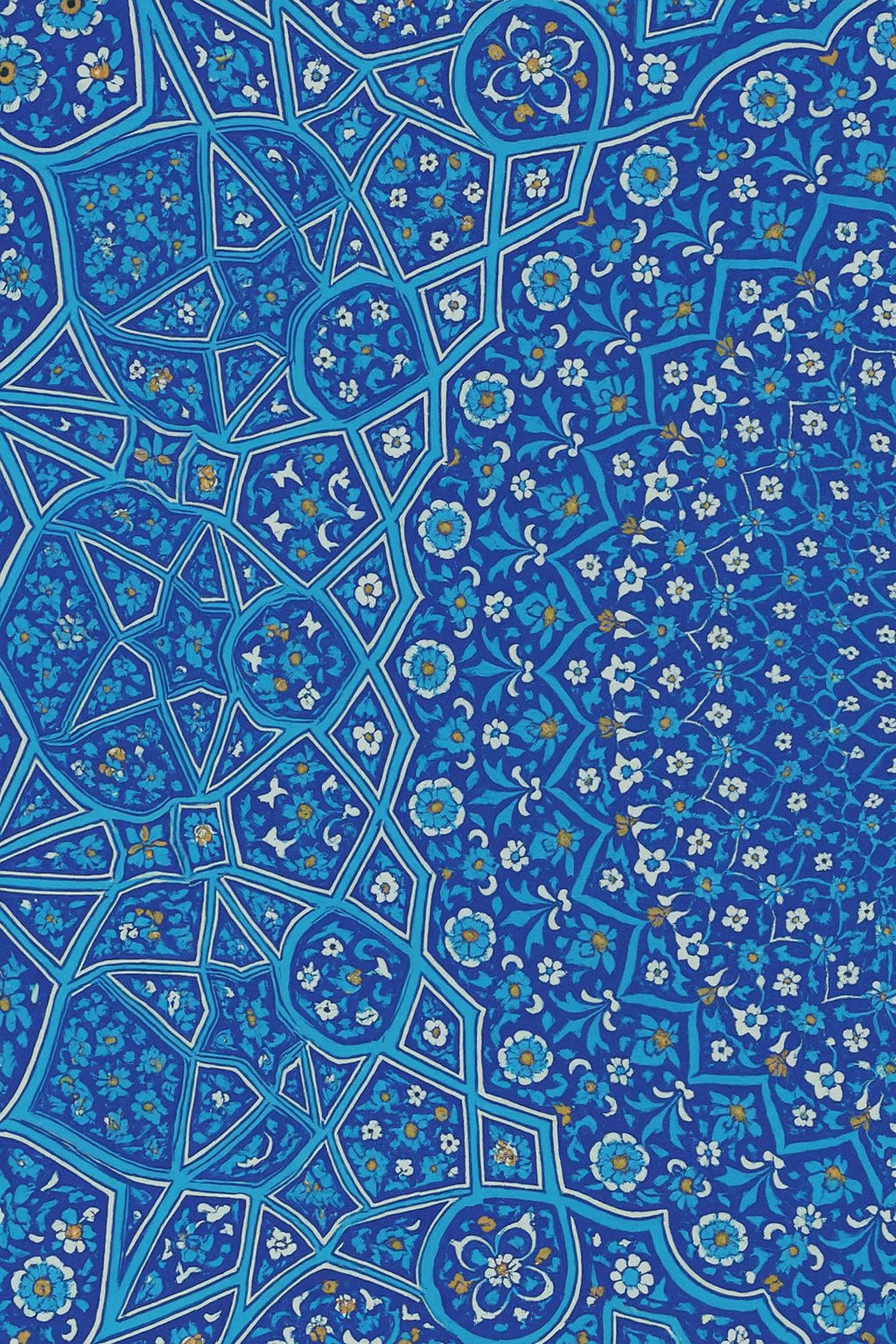 Blue Iznik Tile Wall Art Set of 3 | Turkish Ceramic HOME Print | Islamic Geometric Pattern Poster | Boho Living Room Decor