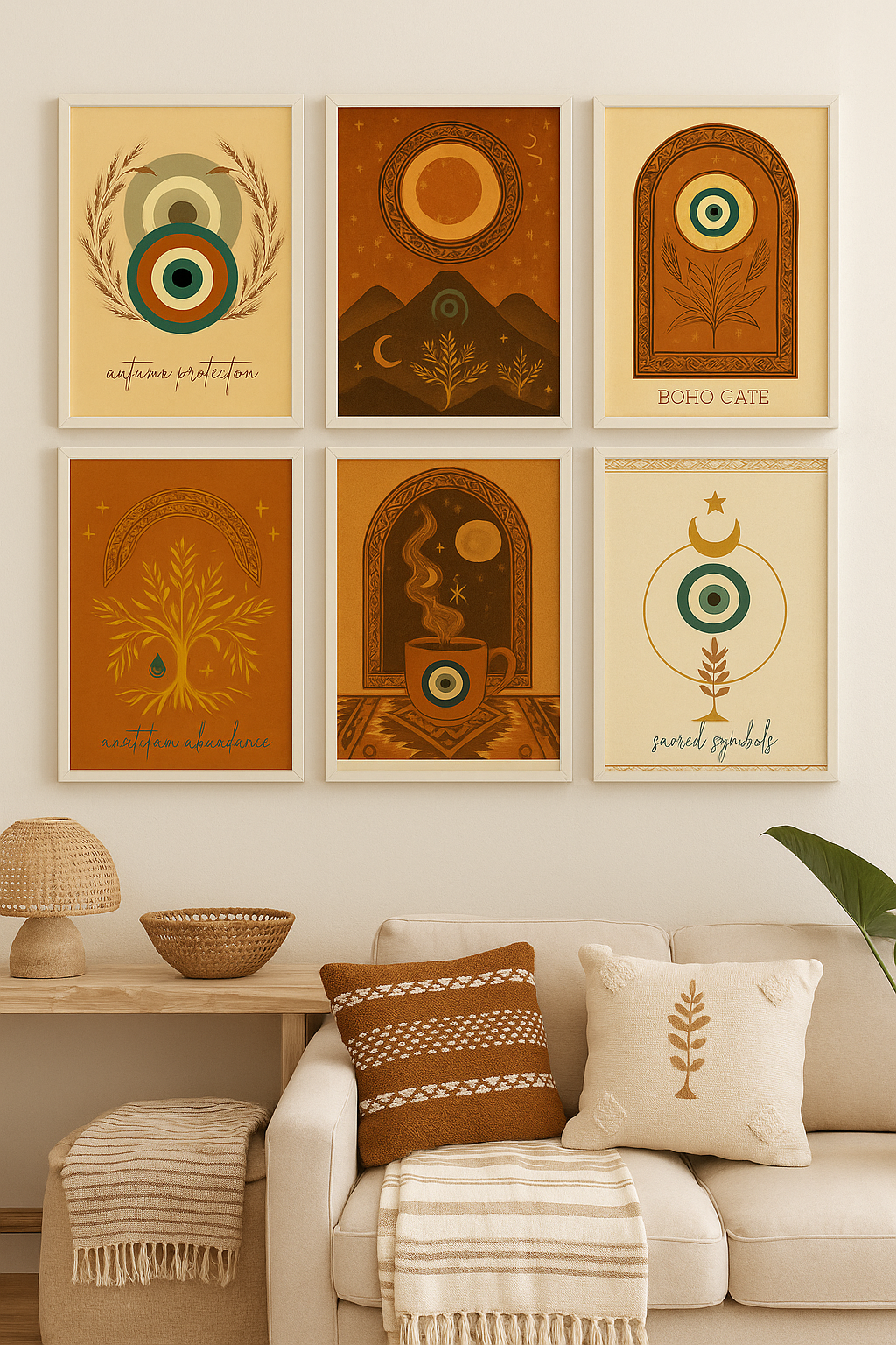 Mystic Anatolia Boho Autumn Wall Art Set • 6 Neutral Printable Posters • A3/A4 Instant Download