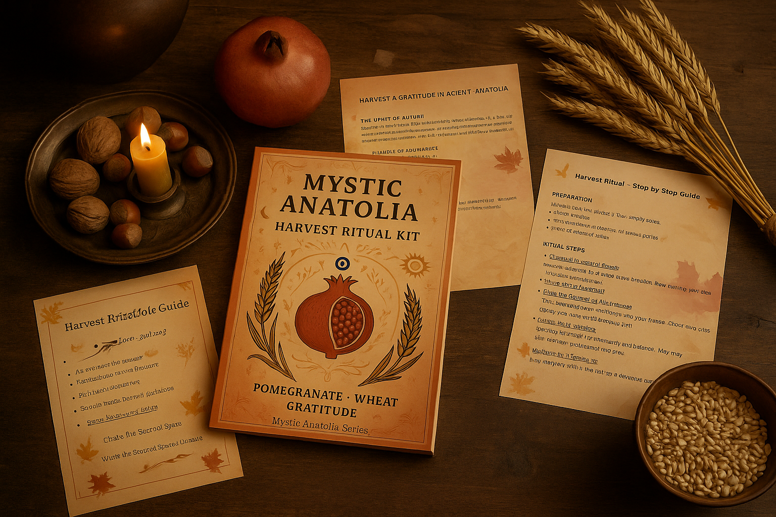 Mystic Anatolia Autumn Ritual Kit • Harvest Mandala Poster, Gratitude Journal, Intention Cards, Printable Ritual Guide