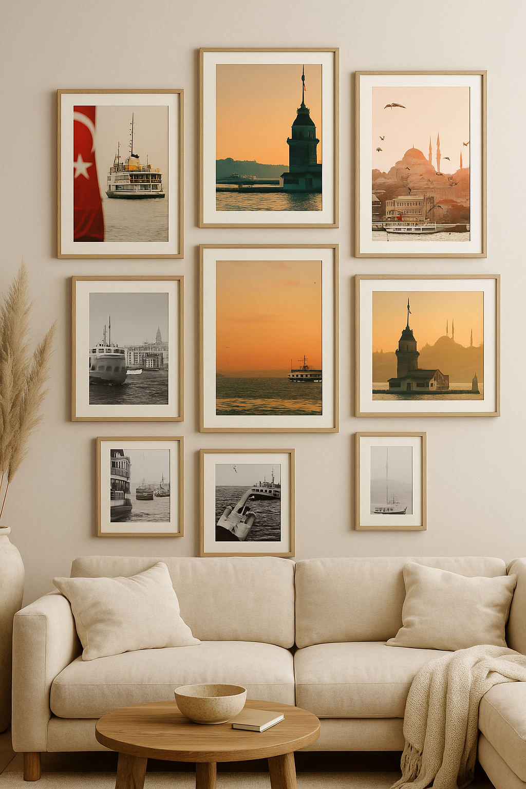 Istanbul Ferry View Poster Set + Free Black & White Photography Prints | Digital Wall Art Download