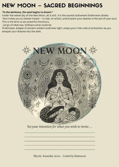 Mystic Shahmaran Moon Phases Kit – Full Moon Ritual Guide, Retrograde Journal & Coloring Pages | Instant Download