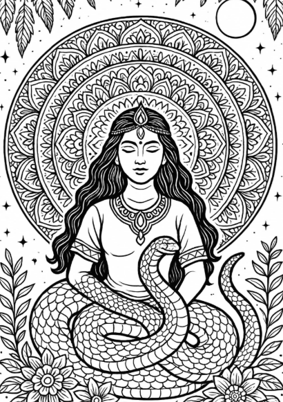 Mystic Shahmaran Moon Phases Kit – Full Moon Ritual Guide, Retrograde Journal & Coloring Pages | Instant Download