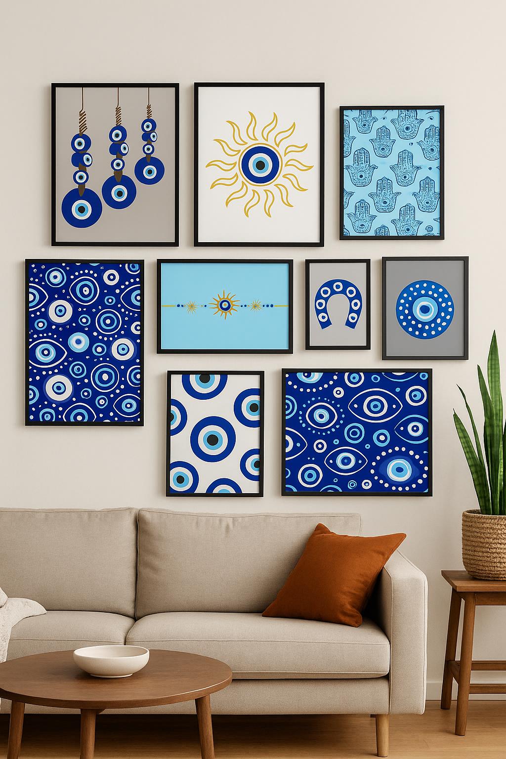 Mystic Evil Eye Wall Art Bundle – Printable Nazar Protection Posters | Boho Spiritual Gallery Set