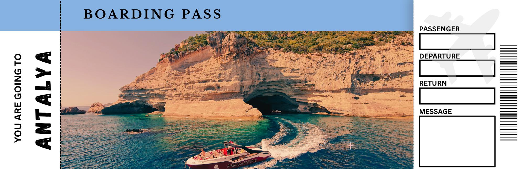 Editable Surprise Travel Ticket – Printable Boarding Pass Gift for Turkey (Istanbul, Cappadocia, Antalya, Ankara) – Instant PDF Download