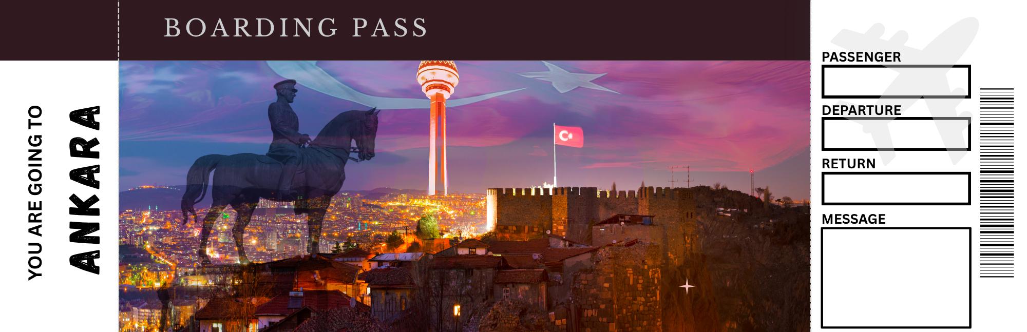 Editable Surprise Travel Ticket – Printable Boarding Pass Gift for Turkey (Istanbul, Cappadocia, Antalya, Ankara) – Instant PDF Download