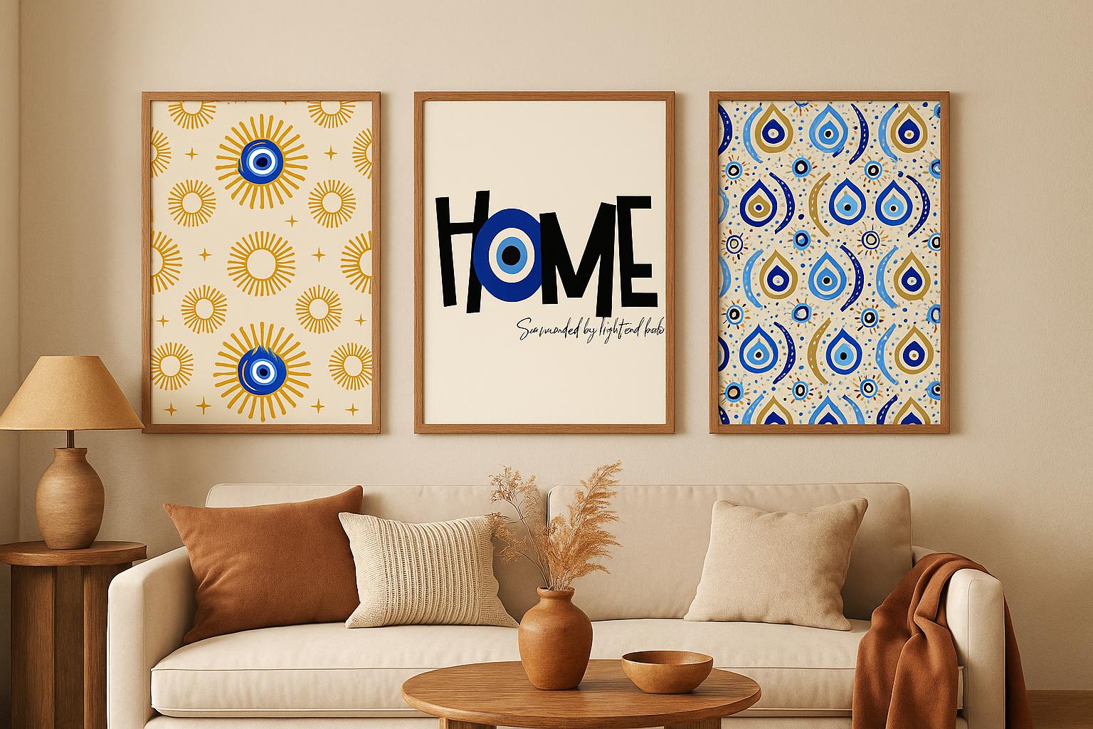 Mystic Evil Eye Wall Art Bundle – Printable Nazar Protection Posters | Boho Spiritual Gallery Set